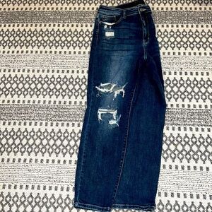 Judy Blue Women Boyfriend Fit Stretch Jeans Size 11/30 Distressed Rip